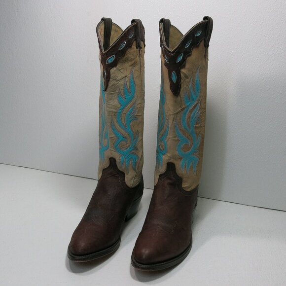 Macie Oil Tanned Three Tone Leather Women's Kicker Cowboy Western Boots Shoe 8 M - Picture 5 of 7